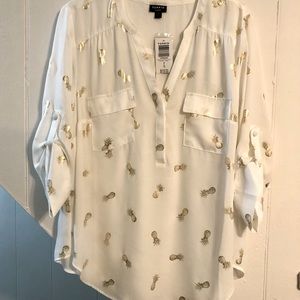 White/Gold Pineapples Blouse